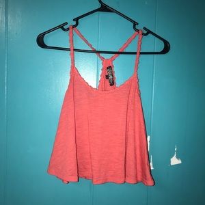 Coral Racerback Crop-Top